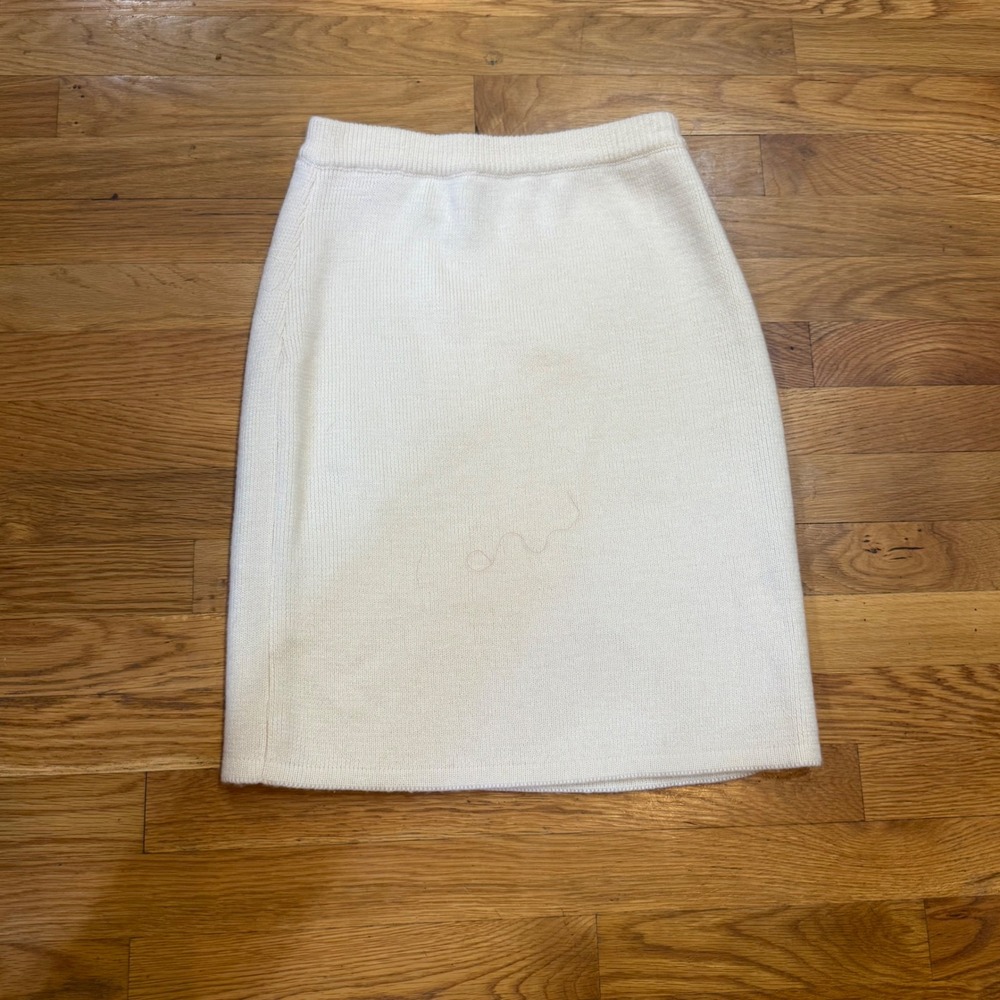 All Week Long Vintage 100% Wool Knit‎ Pencil Skirt Cream Off-White Small